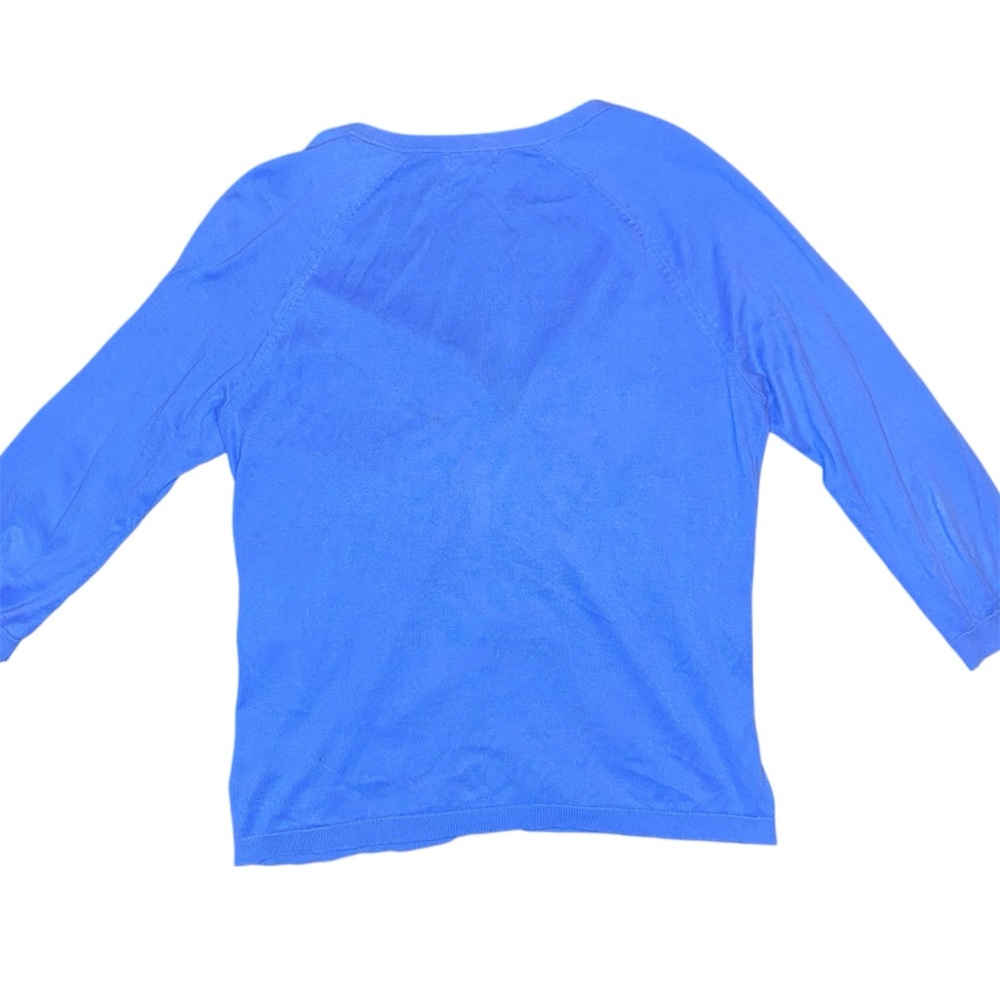 R Essentials Light Blue Lightweight Button Up Cardigan with 3/4 Sleeves - Picture 2 of 6